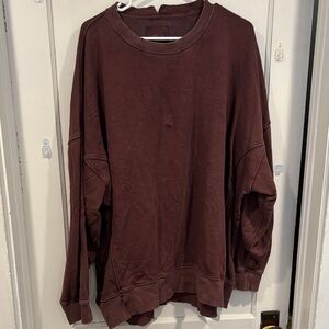 Aerie Oversized Crewneck Sweater in Deep Brown